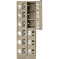 Assembled Lockerettes Clean Line Perforated Economy Lockers, 6 -tier, Bank of 2, 18" x 72" x 12", Steel Rideout Tool & Machine Inc.