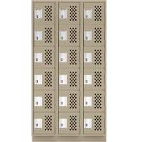 Assembled Lockerettes Clean Line Perforated Economy Lockers, 6 -tier, Bank of 3, 18" x 72" x 12", Steel Rideout Tool & Machine Inc.