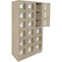Assembled Lockerettes Clean Line Perforated Economy Lockers, 6 -tier, Bank of 3, 18" x 72" x 12", Steel Rideout Tool & Machine Inc.