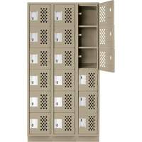 Assembled Lockerettes Clean Line Perforated Economy Lockers, 6 -tier, Bank of 3, 18" x 72" x 12", Steel Rideout Tool & Machine Inc.