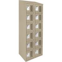 Assembled Lockerettes Clean Line Perforated Economy Lockers, 6 -tier, Bank of 2, 18" x 72" x 12", Steel Rideout Tool & Machine Inc.