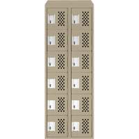 Assembled Lockerettes Clean Line Perforated Economy Lockers, 6 -tier, Bank of 2, 18" x 72" x 12", Steel Rideout Tool & Machine Inc.