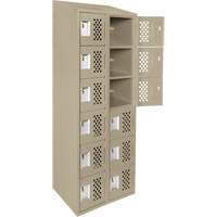Assembled Lockerettes Clean Line Perforated Economy Lockers, 6 -tier, Bank of 2, 18" x 72" x 12", Steel Rideout Tool & Machine Inc.