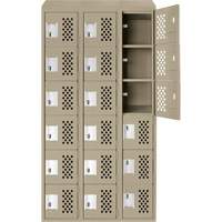 Assembled Lockerettes Clean Line Perforated Economy Lockers, 6 -tier, Bank of 3, 18" x 72" x 12", Steel Rideout Tool & Machine Inc.