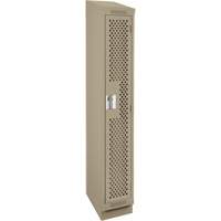 Clean Line Lockers, 12" x 12" x 82", Steel, Beige, Rivet (Assembled), Perforated Rideout Tool & Machine Inc.