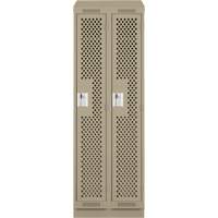 Clean Line Lockers, Bank of 2, 24" x 12" x 82", Steel, Beige, Rivet (Assembled), Perforated Rideout Tool & Machine Inc.