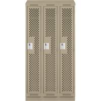Clean Line Lockers, Bank of 3, 36" x 12" x 82", Steel, Beige, Rivet (Assembled), Perforated Rideout Tool & Machine Inc.