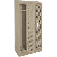 Clean Line Lockers, Bank of 3, 36" x 12" x 82", Steel, Beige, Rivet (Assembled), Perforated Rideout Tool & Machine Inc.