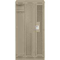 Clean Line Lockers, Bank of 3, 36" x 12" x 82", Steel, Beige, Rivet (Assembled), Perforated Rideout Tool & Machine Inc.