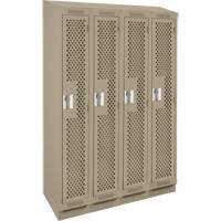 Clean Line Lockers, Bank of 4, 48" x 12" x 82", Steel, Beige, Rivet (Assembled), Perforated Rideout Tool & Machine Inc.