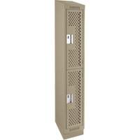 Casiers Clean Line, 2 niveaux, 12" x 12" x 82", Acier, Beige, Rivet (assembl&eacute;), Perfor&eacute; Rideout Tool & Machine Inc.