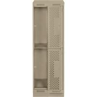 Clean Line Lockers, 2 -tier, Bank of 2, 24" x 12" x 82", Steel, Beige, Rivet (Assembled), Perforated Rideout Tool & Machine Inc.