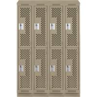 Casiers Clean Line, 2 niveaux, Bloc de 4, 48" x 12" x 82", Acier, Beige, Rivet (assembl&eacute;), Perfor&eacute; Rideout Tool & Machine Inc.