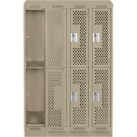 Casiers Clean Line, 2 niveaux, Bloc de 4, 48" x 12" x 82", Acier, Beige, Rivet (assembl&eacute;), Perfor&eacute; Rideout Tool & Machine Inc.