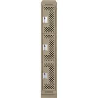 Clean Line Lockers, 3 -tier, 12" x 18" x 82", Steel, Beige, Rivet (Assembled), Perforated Rideout Tool & Machine Inc.