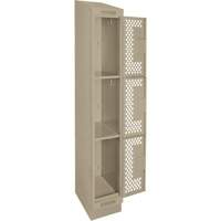 Clean Line Lockers, 3 -tier, 12" x 18" x 82", Steel, Beige, Rivet (Assembled), Perforated Rideout Tool & Machine Inc.