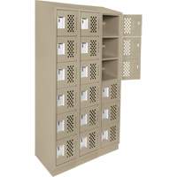 Clean-Line Perforated Lockerette, 6 -tier, Bank of 3, 12" x 72" x 12", Steel Rideout Tool & Machine Inc.