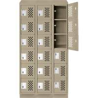 Clean-Line Perforated Lockerette, 6 -tier, Bank of 3, 12" x 72" x 12", Steel Rideout Tool & Machine Inc.
