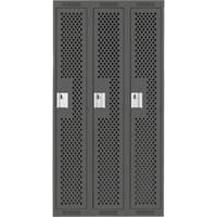Clean Line Lockers, Bank of 3, 36" x 15" x 72", Steel, Charcoal, Rivet (Assembled), Perforated Rideout Tool & Machine Inc.