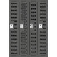 Clean Line Lockers, Bank of 4, 48" x 12" x 72", Steel, Charcoal, Rivet (Assembled), Perforated Rideout Tool & Machine Inc.