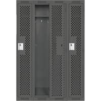 Clean Line Lockers, Bank of 4, 48" x 12" x 72", Steel, Charcoal, Rivet (Assembled), Perforated Rideout Tool & Machine Inc.