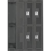 Clean Line Lockers, 2 -tier, Bank of 4, 48" x 15" x 72", Steel, Charcoal, Rivet (Assembled), Perforated Rideout Tool & Machine Inc.