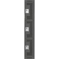 Clean Line Lockers, 3 -tier, 12" x 12" x 72", Steel, Charcoal, Rivet (Assembled), Perforated Rideout Tool & Machine Inc.
