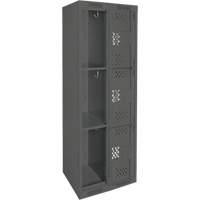 Clean Line Lockers, 3 -tier, Bank of 2, 24" x 12" x 72", Steel, Charcoal, Rivet (Assembled), Perforated Rideout Tool & Machine Inc.