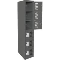 Assembled Lockerettes Clean Line Perforated Economy Lockers, 6 -tier, 18" x 72" x 12", Steel Rideout Tool & Machine Inc.