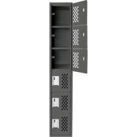 Assembled Lockerettes Clean Line Perforated Economy Lockers, 6 -tier, 18" x 72" x 12", Steel Rideout Tool & Machine Inc.