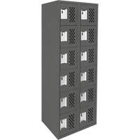 Assembled Lockerettes Clean Line Perforated Economy Lockers, 6 -tier, Bank of 2, 18" x 72" x 12", Steel Rideout Tool & Machine Inc.