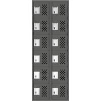 Assembled Lockerettes Clean Line Perforated Economy Lockers, 6 -tier, Bank of 2, 18" x 72" x 12", Steel Rideout Tool & Machine Inc.