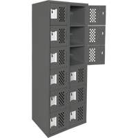 Assembled Lockerettes Clean Line Perforated Economy Lockers, 6 -tier, Bank of 2, 18" x 72" x 12", Steel Rideout Tool & Machine Inc.