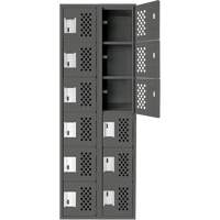 Assembled Lockerettes Clean Line Perforated Economy Lockers, 6 -tier, Bank of 2, 18" x 72" x 12", Steel Rideout Tool & Machine Inc.