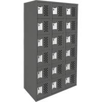 Assembled Lockerettes Clean Line Perforated Economy Lockers, 6 -tier, Bank of 3, 18" x 72" x 12", Steel Rideout Tool & Machine Inc.