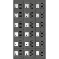Assembled Lockerettes Clean Line Perforated Economy Lockers, 6 -tier, Bank of 3, 18" x 72" x 12", Steel Rideout Tool & Machine Inc.