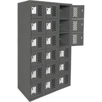 Assembled Lockerettes Clean Line Perforated Economy Lockers, 6 -tier, Bank of 3, 18" x 72" x 12", Steel Rideout Tool & Machine Inc.