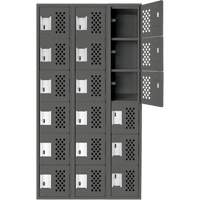 Assembled Lockerettes Clean Line Perforated Economy Lockers, 6 -tier, Bank of 3, 18" x 72" x 12", Steel Rideout Tool & Machine Inc.