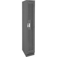 Clean Line Lockers, 12" x 15" x 76", Steel, Charcoal, Rivet (Assembled), Perforated Rideout Tool & Machine Inc.