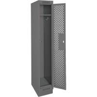 Clean Line Lockers, 12" x 15" x 76", Steel, Charcoal, Rivet (Assembled), Perforated Rideout Tool & Machine Inc.