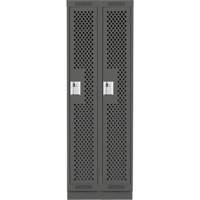 Clean Line Lockers, Bank of 2, 24" x 15" x 76", Steel, Charcoal, Rivet (Assembled), Perforated Rideout Tool & Machine Inc.