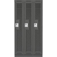 Clean Line Lockers, Bank of 3, 36" x 15" x 76", Steel, Charcoal, Rivet (Assembled), Perforated Rideout Tool & Machine Inc.