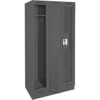Clean Line Lockers, Bank of 3, 36" x 15" x 76", Steel, Charcoal, Rivet (Assembled), Perforated Rideout Tool & Machine Inc.