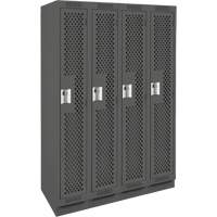 Clean Line Lockers, Bank of 4, 48" x 15" x 76", Steel, Charcoal, Rivet (Assembled), Perforated Rideout Tool & Machine Inc.