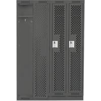 Clean Line Lockers, Bank of 4, 48" x 15" x 76", Steel, Charcoal, Rivet (Assembled), Perforated Rideout Tool & Machine Inc.