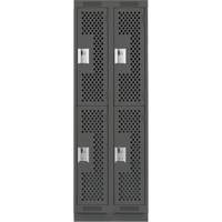 Clean Line Lockers, 2 -tier, Bank of 2, 24" x 18" x 76", Steel, Charcoal, Rivet (Assembled), Perforated Rideout Tool & Machine Inc.