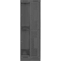 Clean Line Lockers, 2 -tier, Bank of 2, 24" x 18" x 76", Steel, Charcoal, Rivet (Assembled), Perforated Rideout Tool & Machine Inc.