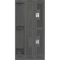 Clean Line Lockers, 2 -tier, Bank of 3, 36" x 18" x 76", Steel, Charcoal, Rivet (Assembled), Perforated Rideout Tool & Machine Inc.