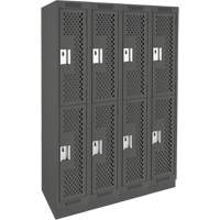 Clean Line Lockers, 2 -tier, Bank of 4, 48" x 18" x 76", Steel, Charcoal, Rivet (Assembled), Perforated Rideout Tool & Machine Inc.