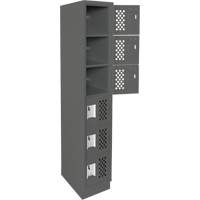 Assembled Lockerettes Clean Line Perforated Economy Lockers, 6 -tier, 18" x 72" x 12", Steel Rideout Tool & Machine Inc.